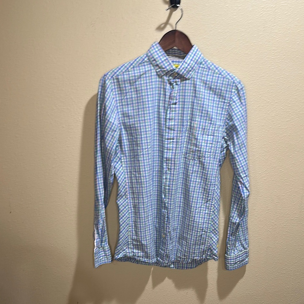 Light Blue Checkered Casual Button Down Shirt